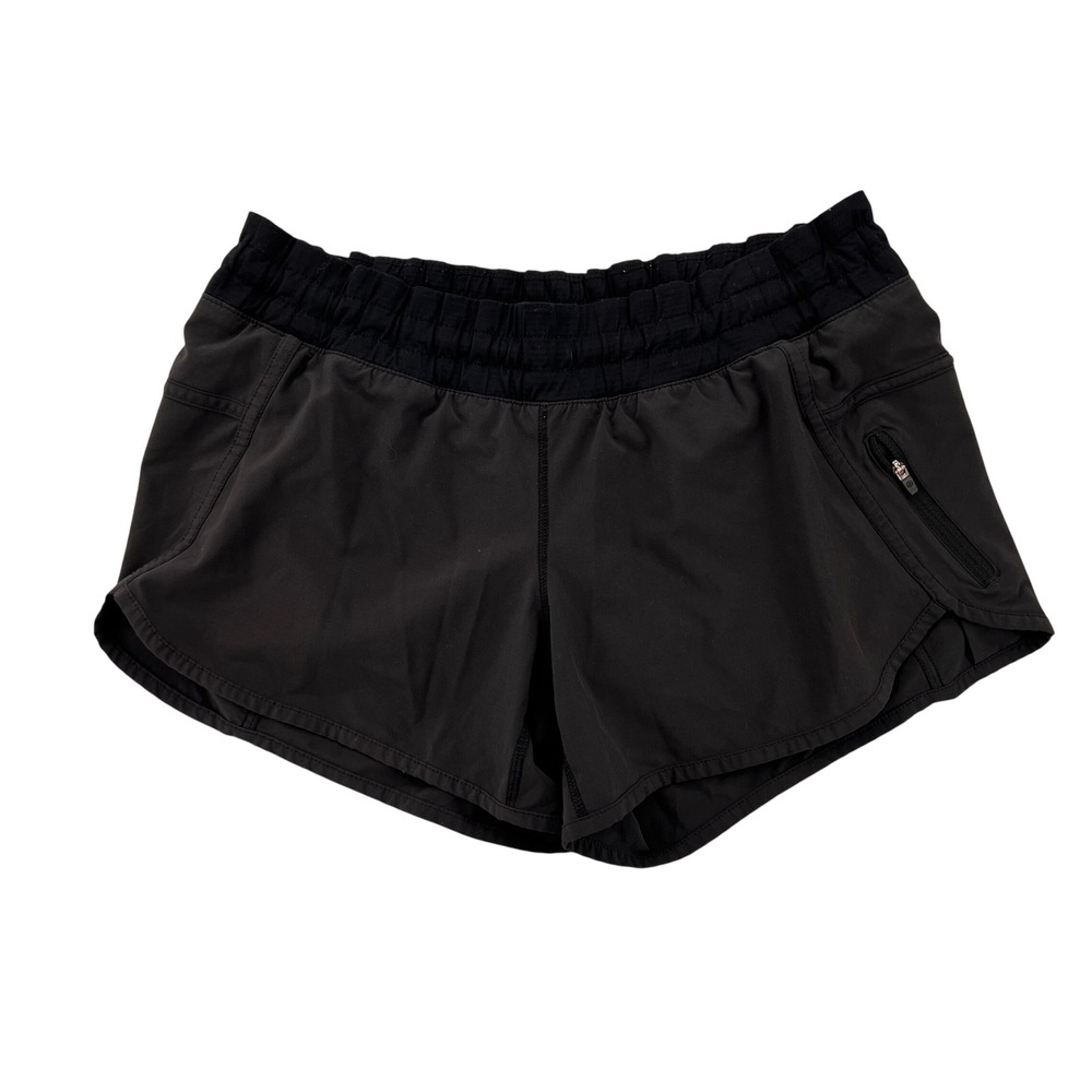Lululemon Tracker Short V Black Athletic Running Shorts Womens Size 6 4" Inseam